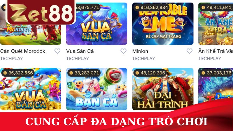ZET88 đa dạng trò chơi